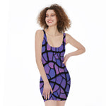 Purple Stained Glass Mosaic Print Sleeveless Bodycon Dress