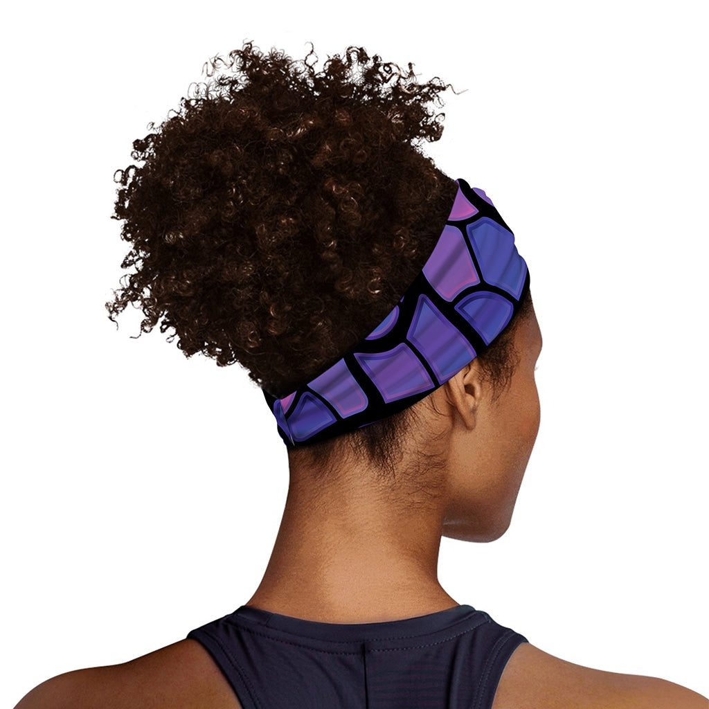 Purple Stained Glass Mosaic Print Sports Headband