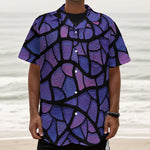 Purple Stained Glass Mosaic Print Textured Short Sleeve Shirt