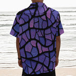 Purple Stained Glass Mosaic Print Textured Short Sleeve Shirt