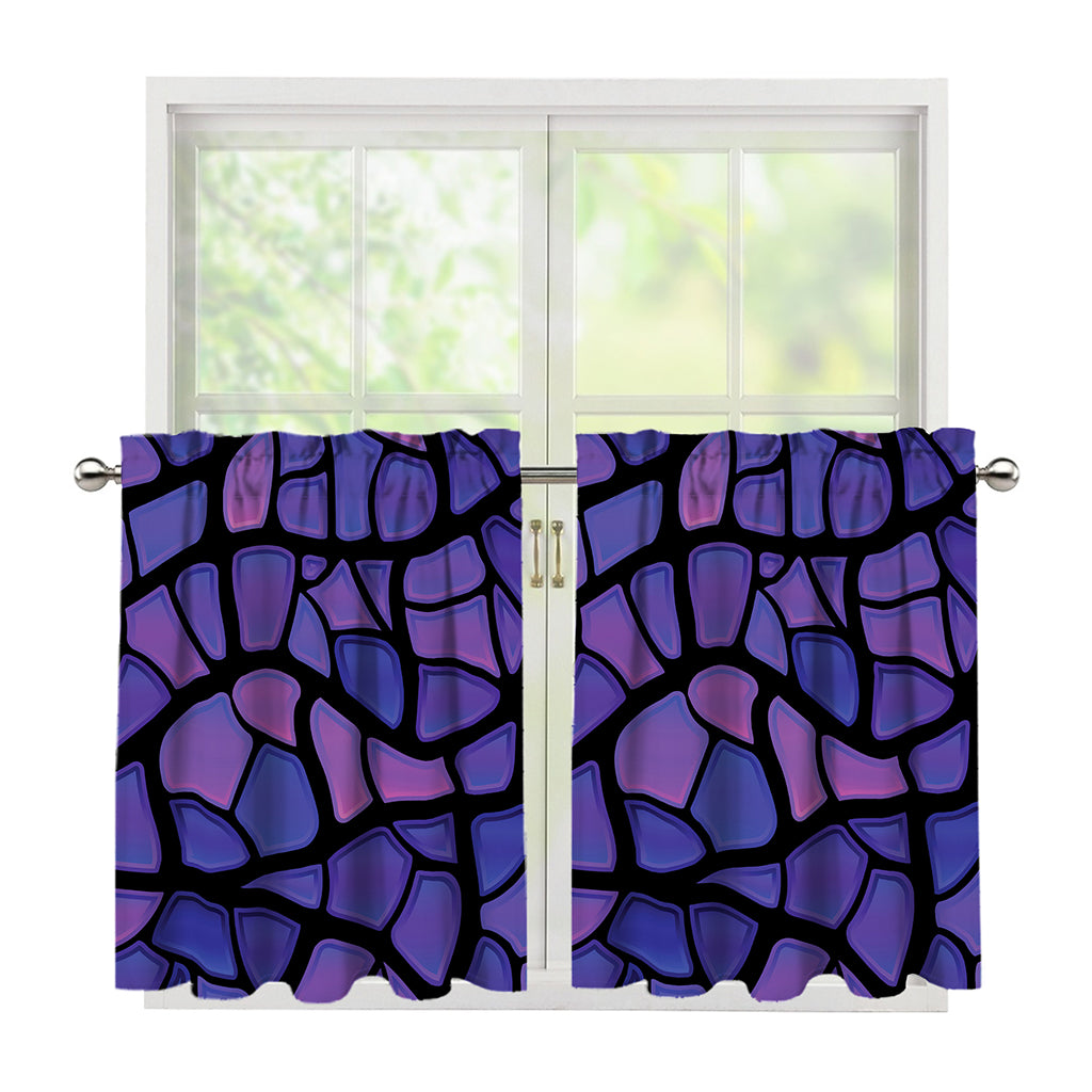 Purple Stained Glass Mosaic Print Tier Curtains