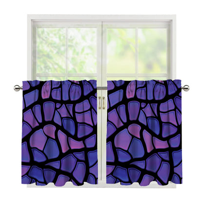 Purple Stained Glass Mosaic Print Tier Curtains