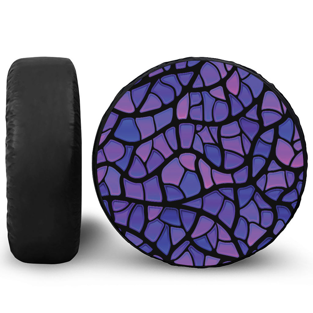 Purple Stained Glass Mosaic Print Tire Cover