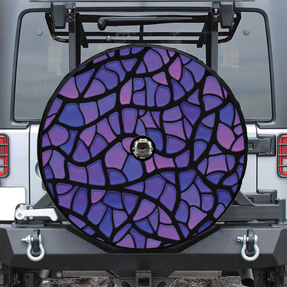 Purple Stained Glass Mosaic Print Tire Cover With Camera Hole