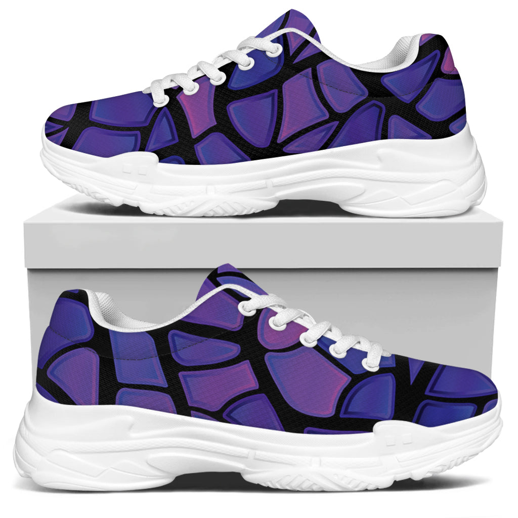 Purple Stained Glass Mosaic Print White Chunky Shoes