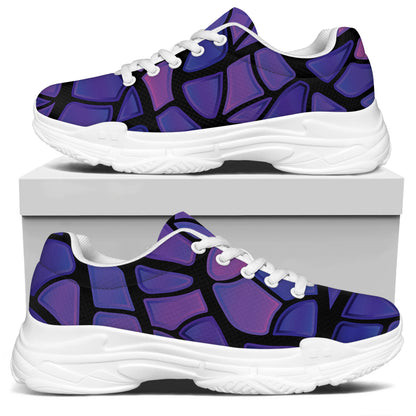 Purple Stained Glass Mosaic Print White Chunky Shoes