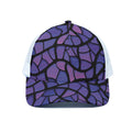 Purple Stained Glass Mosaic Print White Mesh Trucker Hat