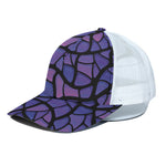 Purple Stained Glass Mosaic Print White Mesh Trucker Cap
