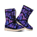 Purple Stained Glass Mosaic Print Winter Boots