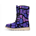 Purple Stained Glass Mosaic Print Winter Boots