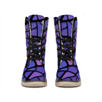 Purple Stained Glass Mosaic Print Winter Boots