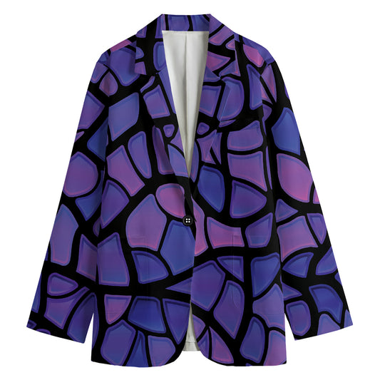Purple Stained Glass Mosaic Print Women's Blazer