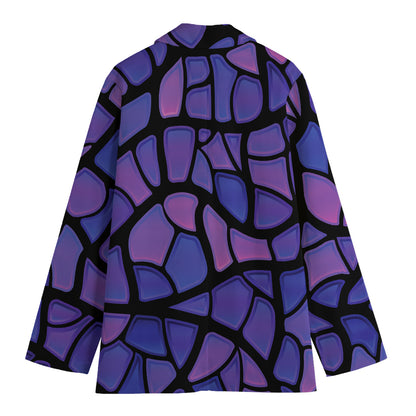 Purple Stained Glass Mosaic Print Women's Blazer