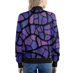 Purple Stained Glass Mosaic Print Women's Bomber Jacket