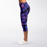 Purple Stained Glass Mosaic Print Women's Capri Leggings