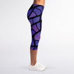 Purple Stained Glass Mosaic Print Women's Capri Leggings