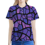 Purple Stained Glass Mosaic Print Women's Polo Shirt