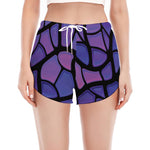 Purple Stained Glass Mosaic Print Women's Split Running Shorts