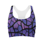 Purple Stained Glass Mosaic Print Women's Sports Bra