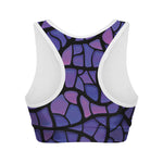 Purple Stained Glass Mosaic Print Women's Sports Bra