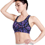 Purple Stained Glass Mosaic Print Women's Sports Bra