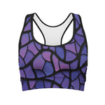 Purple Stained Glass Mosaic Print Women's Sports Bra