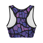 Purple Stained Glass Mosaic Print Women's Sports Bra