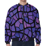 Purple Stained Glass Mosaic Print Zip Sleeve Bomber Jacket