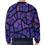 Purple Stained Glass Mosaic Print Zip Sleeve Bomber Jacket