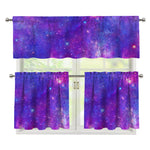Purple Stardust Cloud Galaxy Space Print 3 Piece Kitchen Curtains