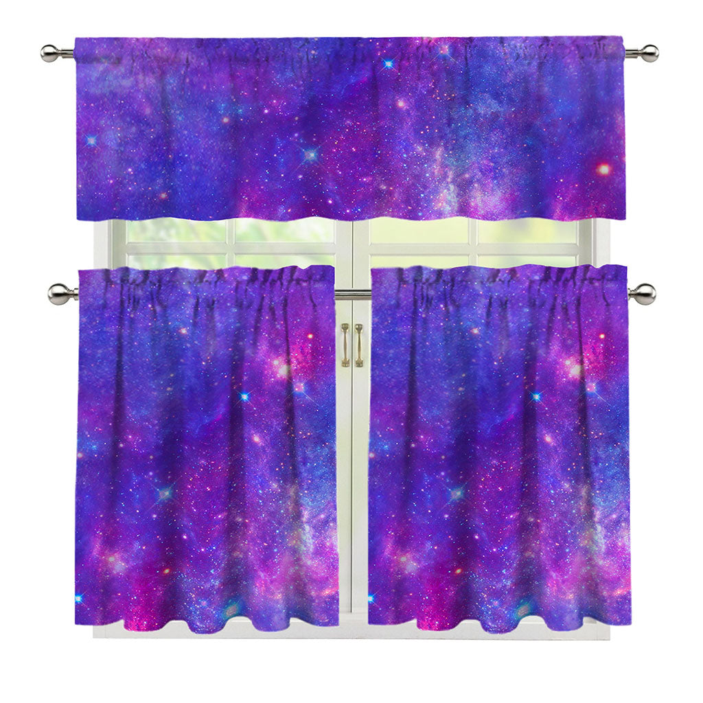 Purple Stardust Cloud Galaxy Space Print 3 Piece Kitchen Curtains