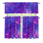 Purple Stardust Cloud Galaxy Space Print 3 Piece Kitchen Curtains
