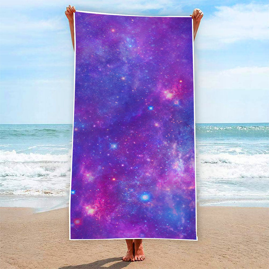 Purple Stardust Cloud Galaxy Space Print Beach Towel