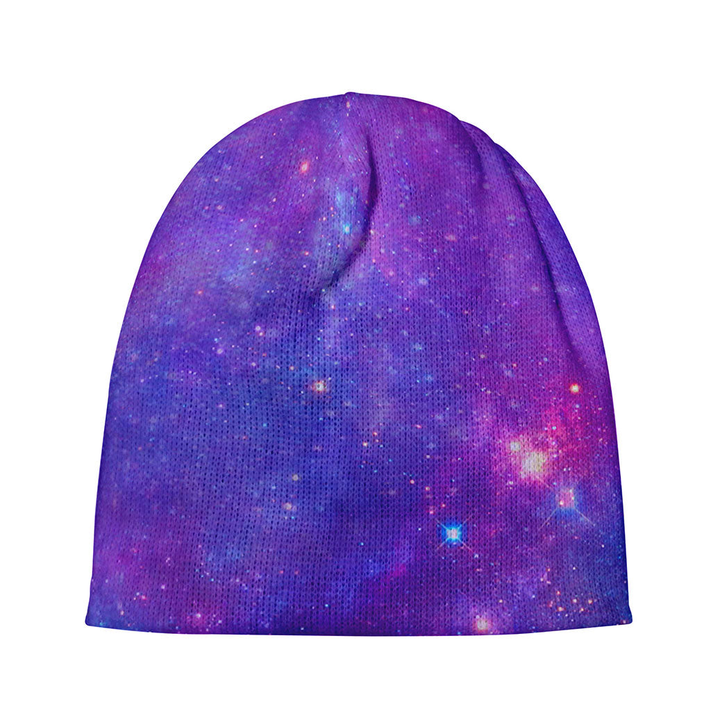 Purple Stardust Cloud Galaxy Space Print Beanie