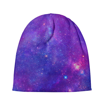 Purple Stardust Cloud Galaxy Space Print Beanie