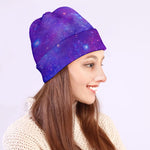 Purple Stardust Cloud Galaxy Space Print Beanie