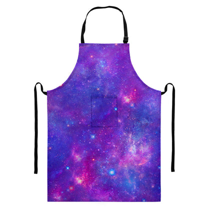 Purple Stardust Cloud Galaxy Space Print Bib Apron With Pocket