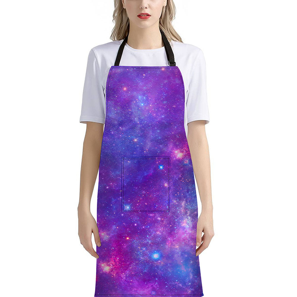 Purple Stardust Cloud Galaxy Space Print Bib Apron With Pocket