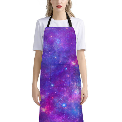 Purple Stardust Cloud Galaxy Space Print Bib Apron With Pocket