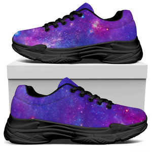 Purple Stardust Cloud Galaxy Space Print Black Chunky Shoes