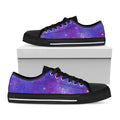 Purple Stardust Cloud Galaxy Space Print Black Low Top Sneakers