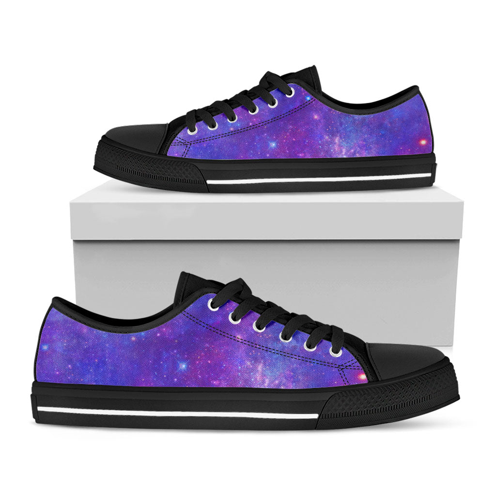 Purple Stardust Cloud Galaxy Space Print Black Low Top Sneakers
