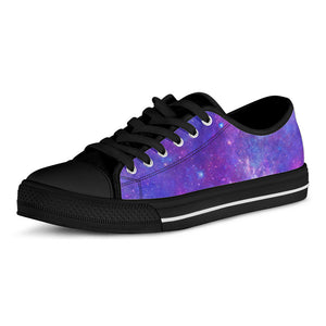 Purple Stardust Cloud Galaxy Space Print Black Low Top Sneakers