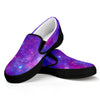 Purple Stardust Cloud Galaxy Space Print Black Slip On Sneakers