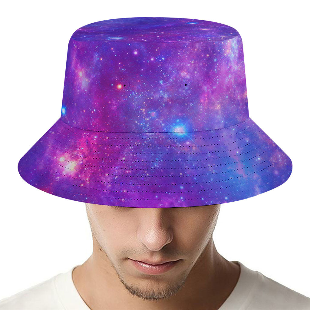 Purple Stardust Cloud Galaxy Space Print Bucket Hat