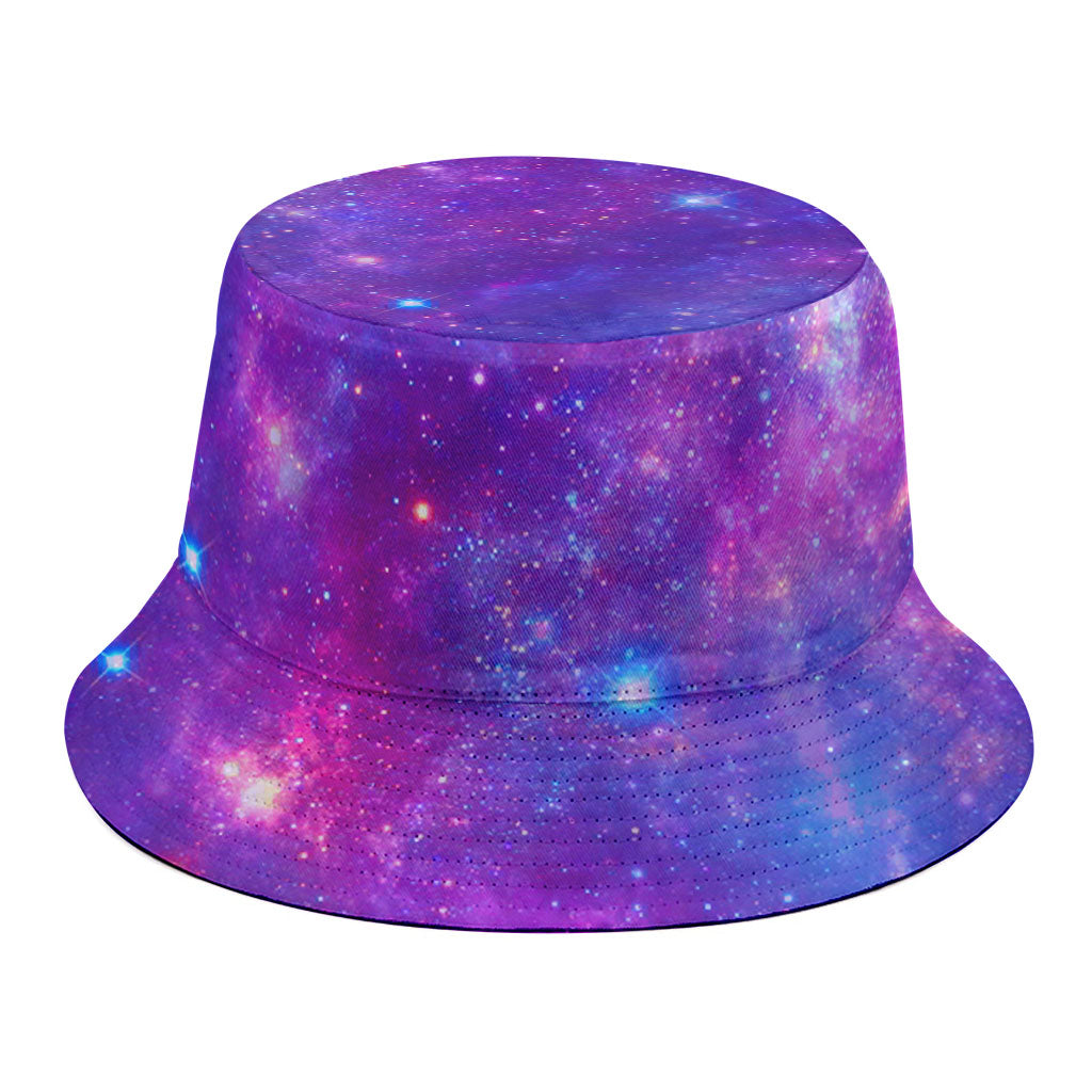 Purple Stardust Cloud Galaxy Space Print Bucket Hat