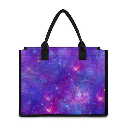 Purple Stardust Cloud Galaxy Space Print Canvas Tote Bag