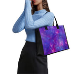 Purple Stardust Cloud Galaxy Space Print Canvas Tote Bag
