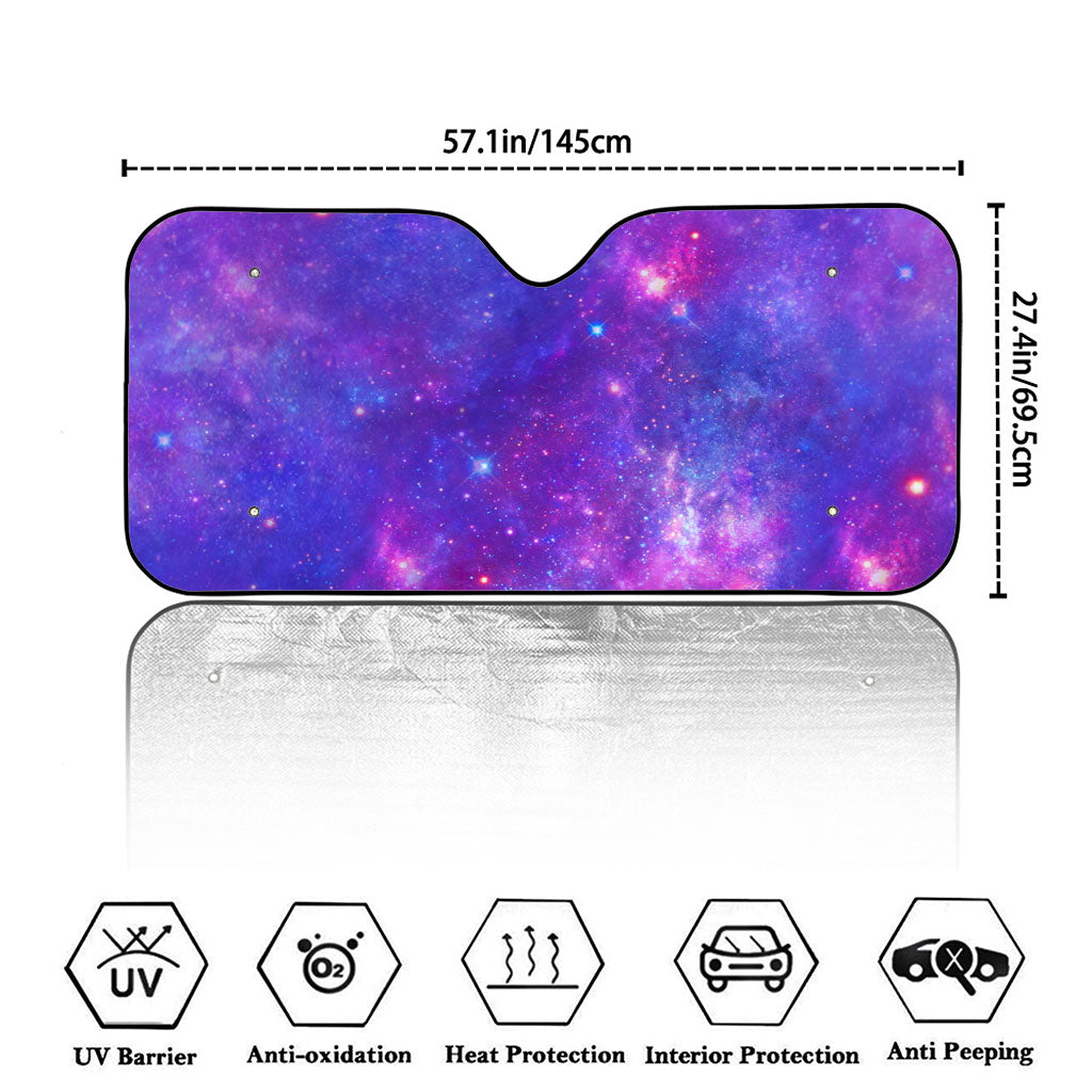 Purple Stardust Cloud Galaxy Space Print Car Windshield Sun Shade