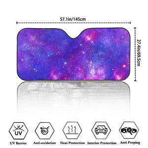 Purple Stardust Cloud Galaxy Space Print Car Windshield Sun Shade